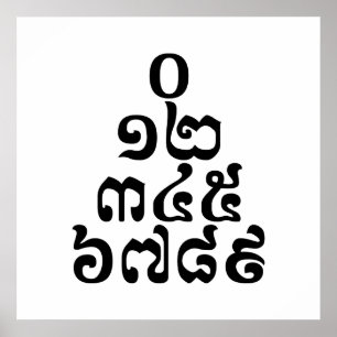 Cambodian Numbers Pyramid - 0 12 345 6789 Khmer Poster