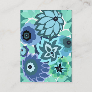 CAMBRIA, ART DECO FLORALS: TRENDY TURQUOISE BUSINESS CARD