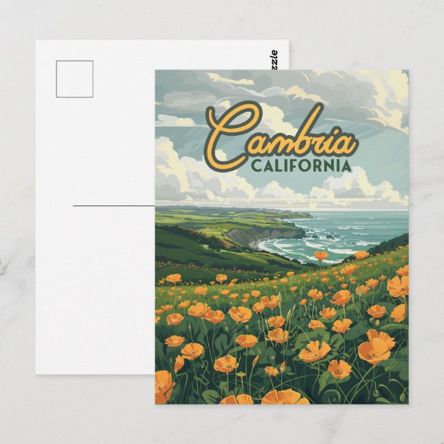 Cambria California Poppies Flowers Pacific Coast  Postcard (Front/Back)