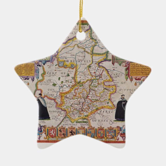 Cambridge Antique Map Ceramic Ornament (Front)