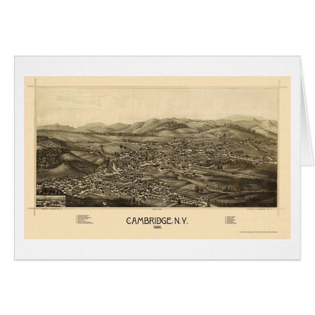 Cambridge, carte panoramique de NY - 1886 (Devant horizontal)