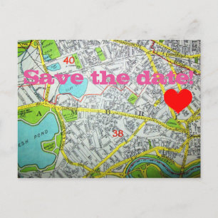 CAMBRIDGE, MA Map 'Save the date!' Postcard