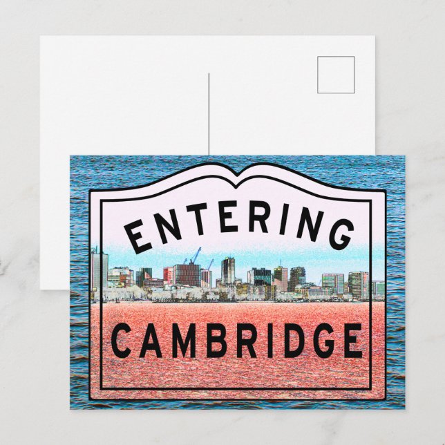 Cambridge Massachusetts Entering Sign Postcard (Front/Back)