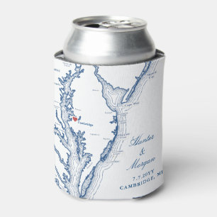 Cambridge MD Map Elegant Blue Wedding Favour Drink Can Cooler