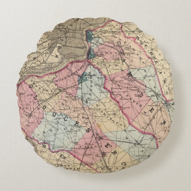 Camden, Gloucester counties, NJ Round Pillow (Front)
