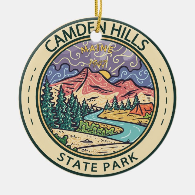 Camden Hills State Park Maine Badge Ceramic Ornament (Front)