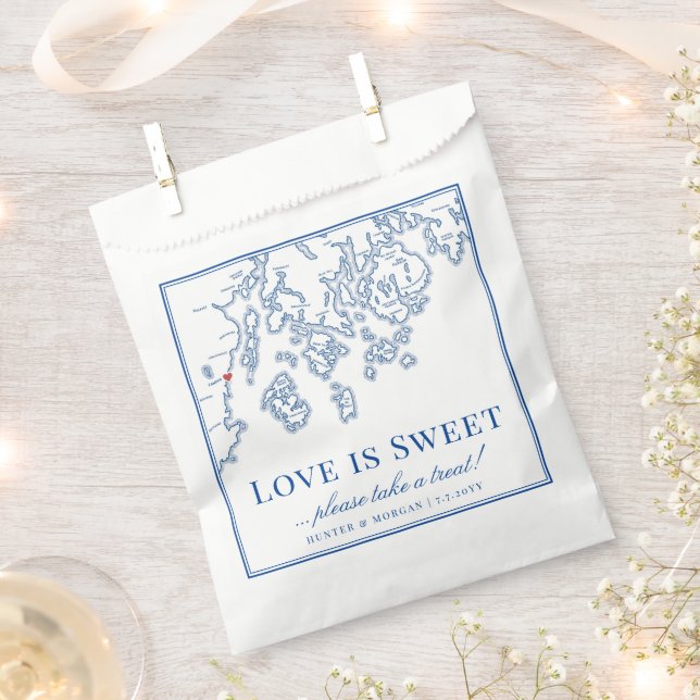 Camden Maine Map Love is Sweet Favour Bag (Clipped)