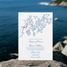 Camden Maine Penobscot Bay Carte Mariage élégant