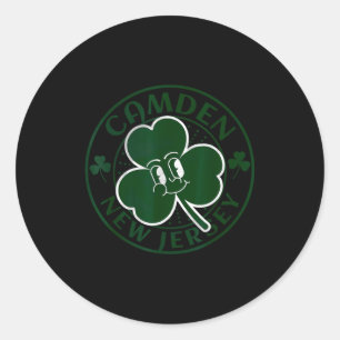 Camden New Jersey Irish Shamrock Nj Retro Souvenir Classic Round Sticker