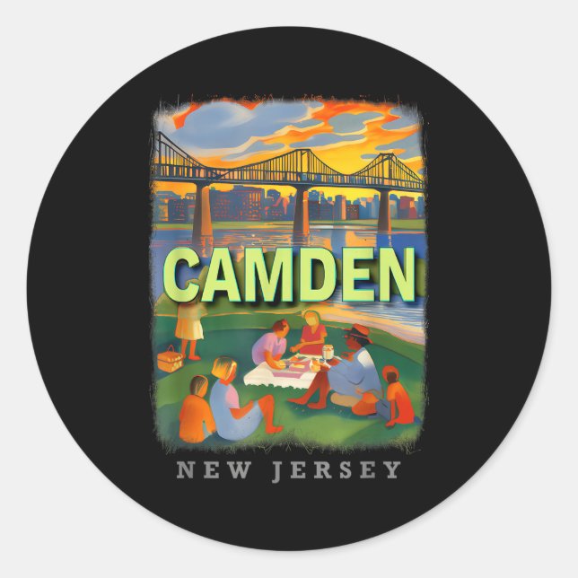 Camden New Jersey Nj Waterfront Delight Sd018  Classic Round Sticker (Front)