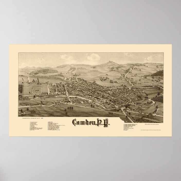 Camden, NY Panoramic Map 1885 Poster Zazzle.ca
