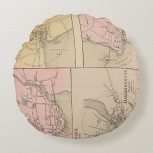 Camden, Wiscasset, Damariscotta, Newcastle Round Pillow