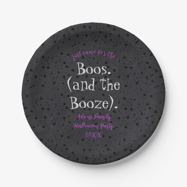 Came for the Boos and Booze Adult Halloween Party  Paper Plate (Front)