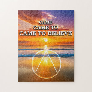 Came To Believe Recovery Slogan Beach at Sunrise Jigsaw Puzzle