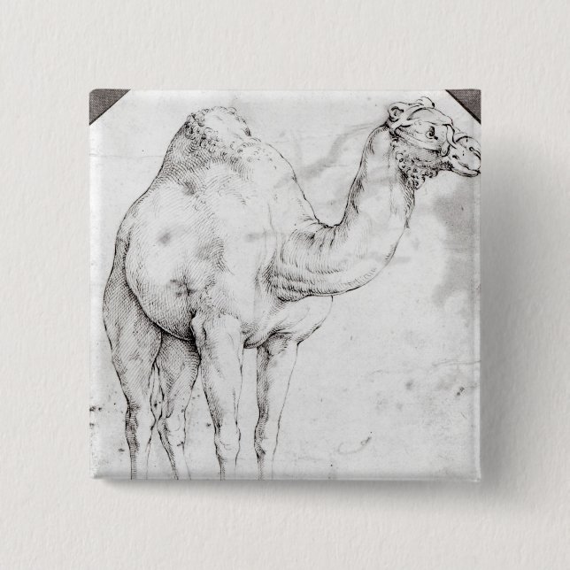 Camel 2 Inch Square Button (Front)