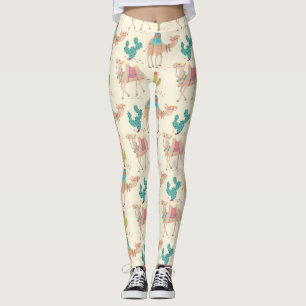 Camel And Cactus Pattern Leggings