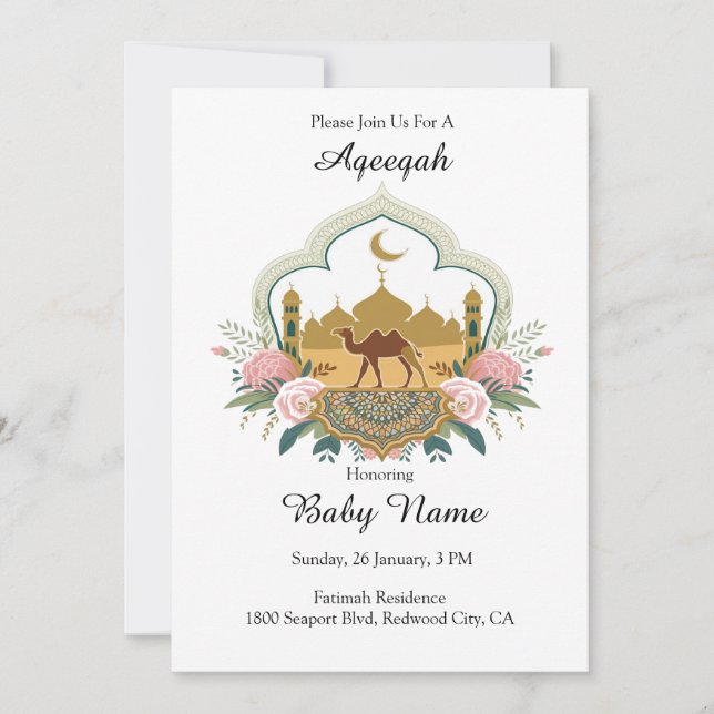 Camel and Mosque Harmony Invitation (Front)
