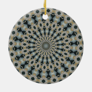 Camel and Teal Kaleidoscope Ceramic Ornament