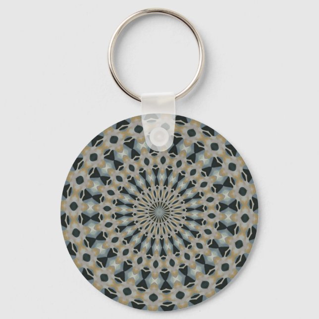 Camel and Teal Kaleidoscope Keychain (Front)
