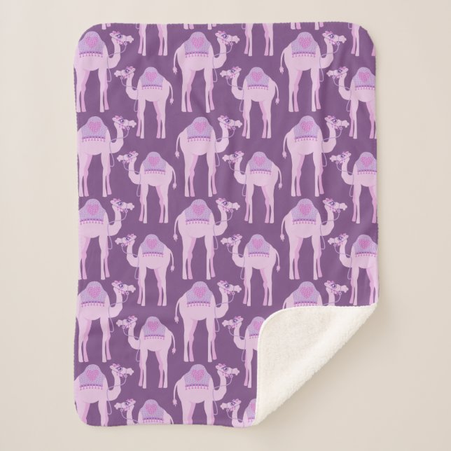 Camel animal patterned purple graphic blanket (Front)