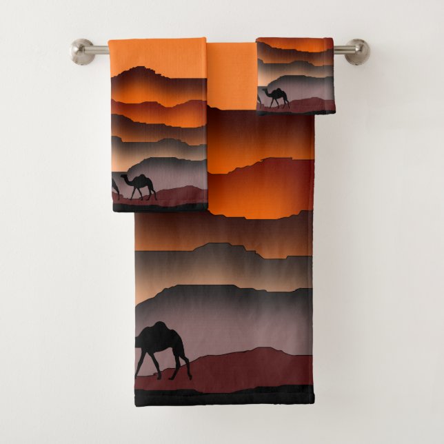 Camel Bath Towel Set Sunset Desert (Insitu)