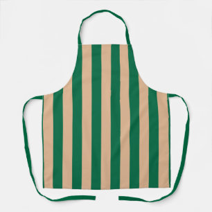 Camel Beige & Classic Green Stripe Apron