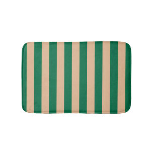Camel Beige & Classic Green Stripe Bath Mat