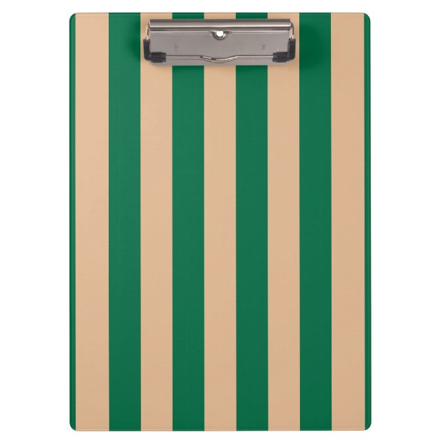 Camel Beige & Classic Green Stripe Clipboard (Front)