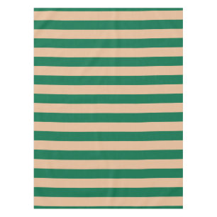 Camel Beige & Classic Green Stripe Tablecloth
