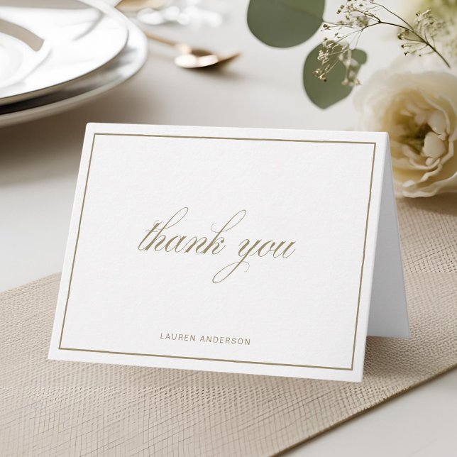 Camel Beige Classic Script Bridal Shower Folded Thank You Card (Creator Uploaded)