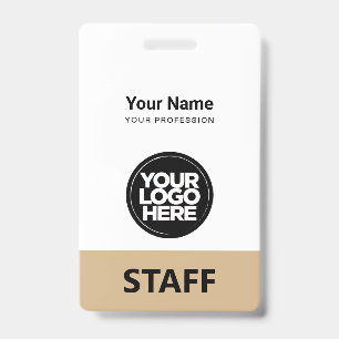 Camel Beige Employee Name Business Logo Qr Code Badge
