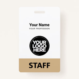 Camel Beige Employee Name Business Logo Qr Code Badge