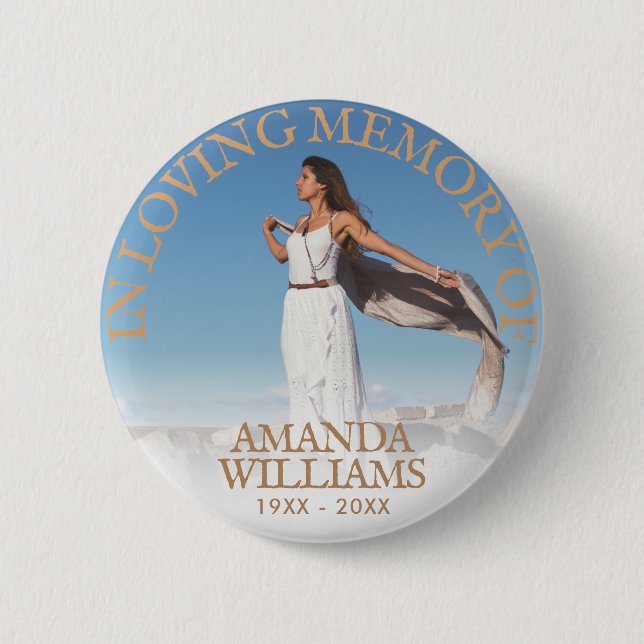 Camel Beige | Funeral In Loving Memory Photo 2 Inch Round Button (Front)