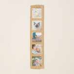 Camel Beige Personalized Name 5 Photo Collage Scarf<br><div class="desc">Personalized Family Name 5 Photo Collage Scarf
Custom photographs camel beige template with personalized and unique personal collage,  modern and cool image grid for a beautiful family gift idea.</div>