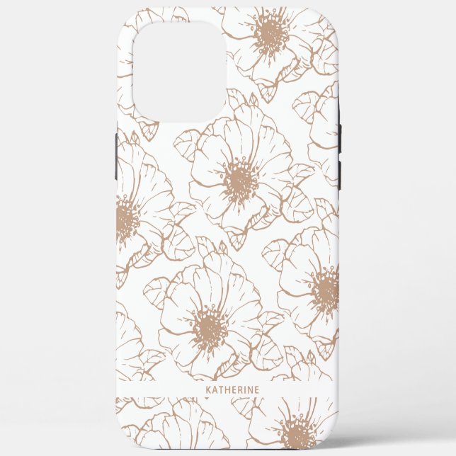 Camel | Boho Floral Pattern Personalized Case-Mate iPhone Case (Back)
