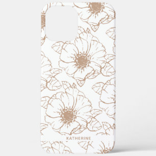 Camel   Boho Floral Pattern Personalized iPhone 12 Pro Max Case