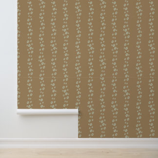 Camel Brown Dots Stripes -  Boho Earthy Vibes Wallpaper