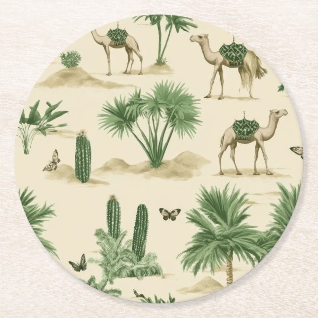 "Camel Caravan Coaster" Round Paper Coaster (Front)