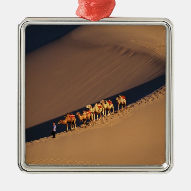 Camel caravan on the desert, Dunhuang, Gansu Metal Ornament (Front)