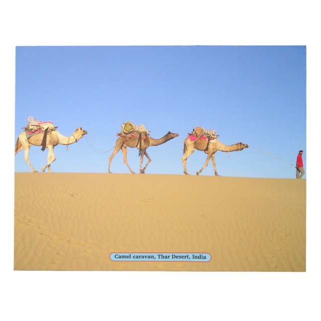Camel caravan, Thar Desert, India Notepad (Front)
