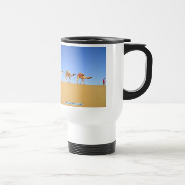 Camel caravan, Thar Desert, India Travel Mug (Right)