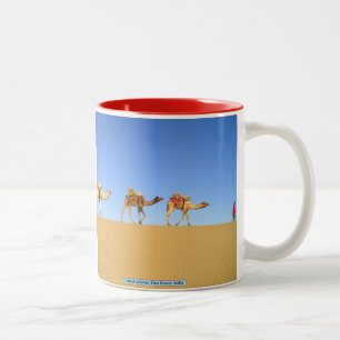 Camel caravan, Thar Desert, India Two-Tone Coffee Mug