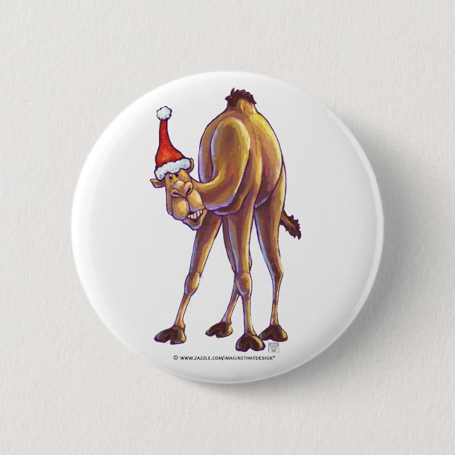 Camel Christmas 2 Inch Round Button (Front)