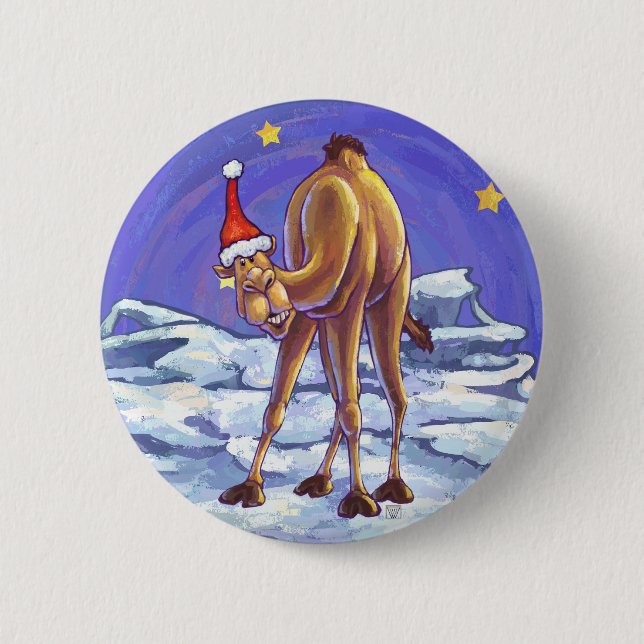 Camel Christmas 2 Inch Round Button (Front)