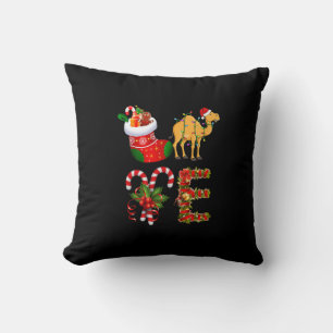 Camel Christmas Lights Led Funny Santa Hat Christm Throw Pillow