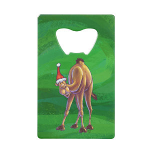 Camel Christmas On Green Wallet Bottle Opener