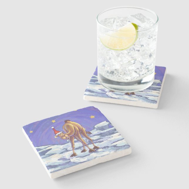 Camel Christmas Stone Coaster (Side)