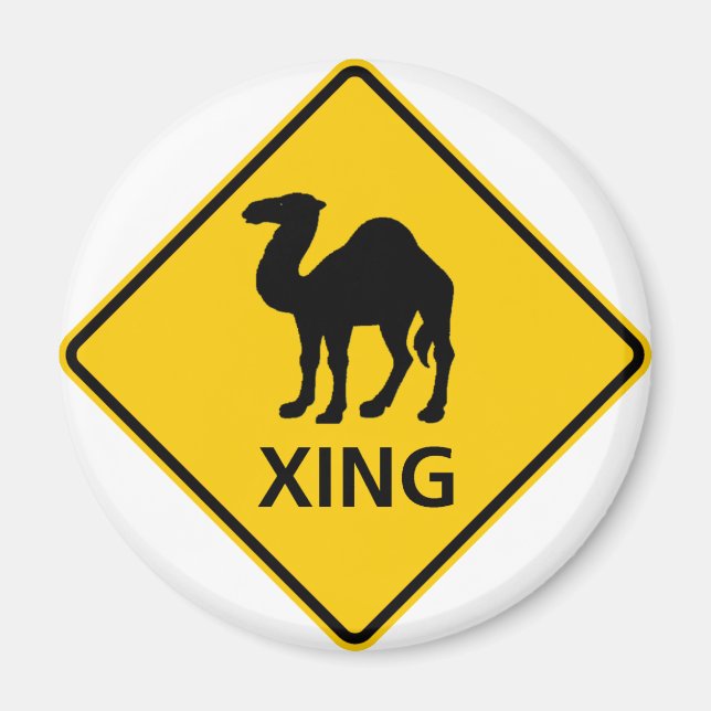 Camel Crossing Highway Sign Magnet (Front)