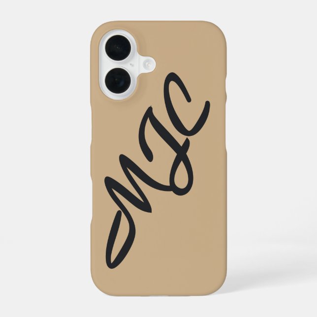 Camel Custom Monogram iPhone 16 Case (Back)
