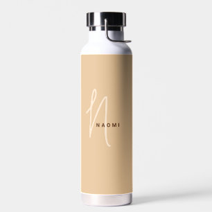 Camel Custom Monogram Script Name Stylish Water Bottle